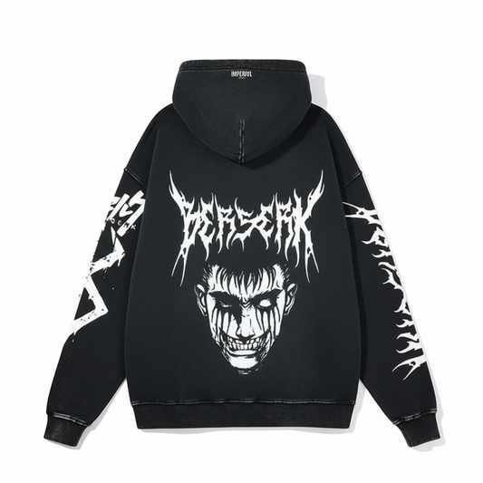 Berserk "RAGE" Hoodie White Print