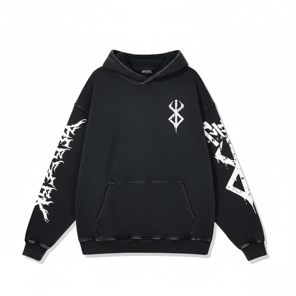 Berserk "RAGE" Hoodie White Print