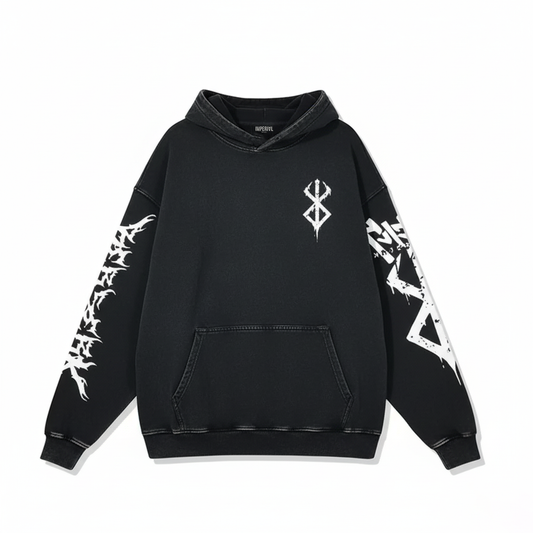 Berserk "RAGE" Hoodie White Print