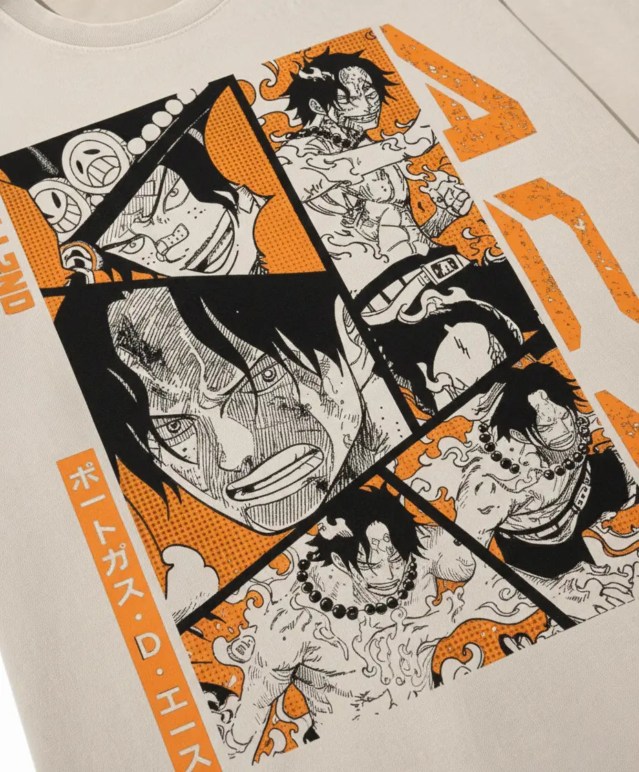 Ace Manga Panel Tan T Shirt